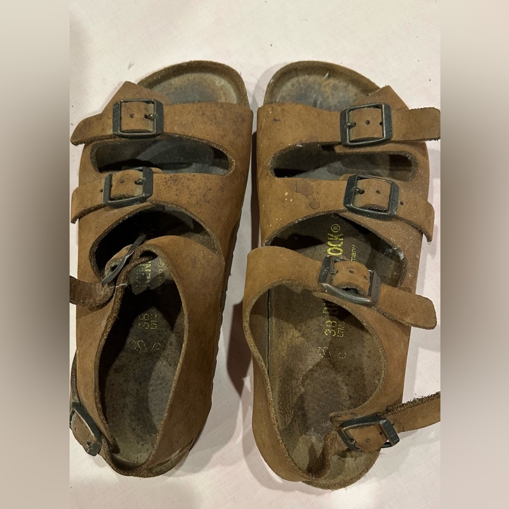 Brown Vintage Birkenstock 1999 Multi Buckle Sandals 38 Regular or 7 1/2